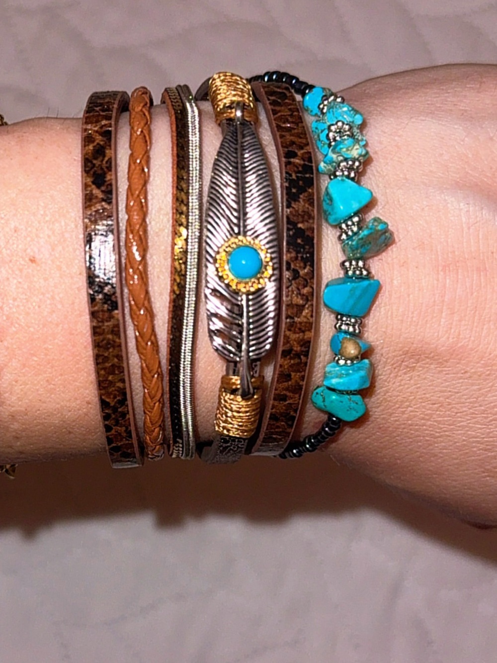 Turquoise Multi-Stack Women's Bracelet - Picture 5 of 8